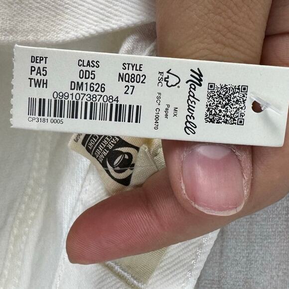 Madewell Tile White The Rilee Denim Front Slit Midi Skirt Size 27 - Picture 13 of 13